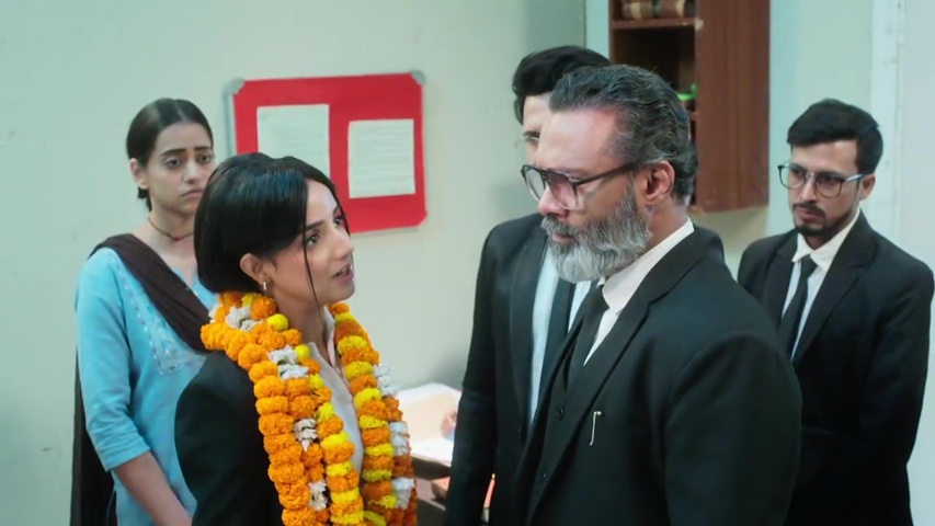 Anjali standing confidently in court, facing Raghav