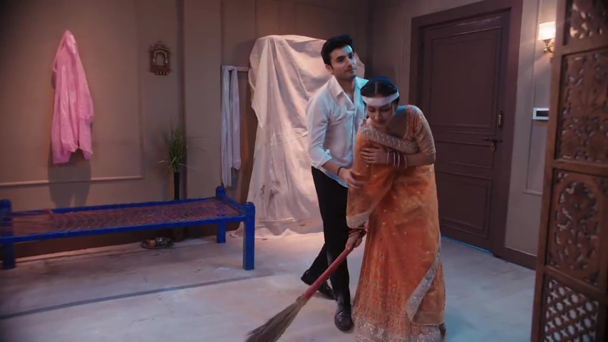 Parineet and Sanju cleaning the village house together